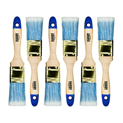 Afbeelding van HARDY WORKING TOOLS platte borstel serie 42 voor schilderen met acrylverf en vernissen Efficiënt gelijkmatig dekkend Synthetische borstelharen houten handvat Set van 6 stuks Breedte 35 mm