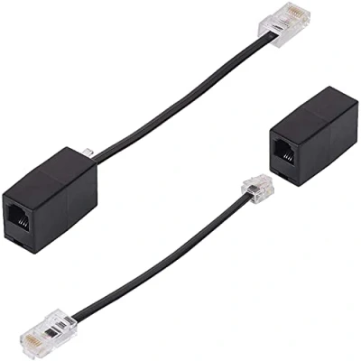 Afbeelding van 2 Stks RJ45 naar RJ11 Adapter, Zwart 8P8C Netwerkpoort 6P4C Telefoonkabel Converter, Connector voor Telefoonsnoer / ADSL Modem