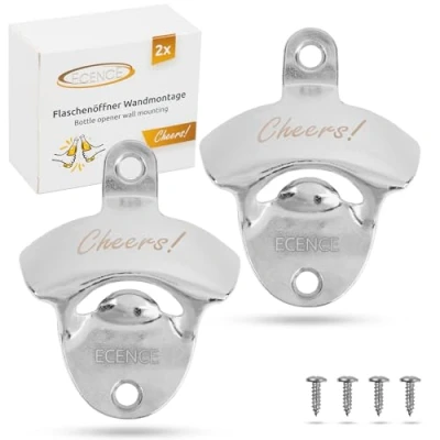 Afbeelding van ECENCE 2x Flesopener wandmontage Bier, Bieropener, Muurflesopener, Flessenstopopener, Wandhouder Bierdop