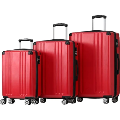 Afbeelding van Merax Kofferset Hardcase Koffer 4 Wielen ABS Materiaal TSA Slot Rood