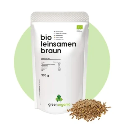 Afbeelding van Biologisch lijnzaad, bruin, premium, glutenvrij, sojavrij, hele zaden, natuurlijk, puur plantaardig, EU landbouw, 900 g