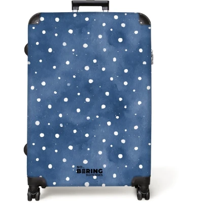 Afbeelding van NoBoringSuitcases.com® Koffer groot Reiskoffer lichtgewicht Stippen patroon blauw Rolkoffer met 4 wielen Grote trolley XL 98 liter bagage
