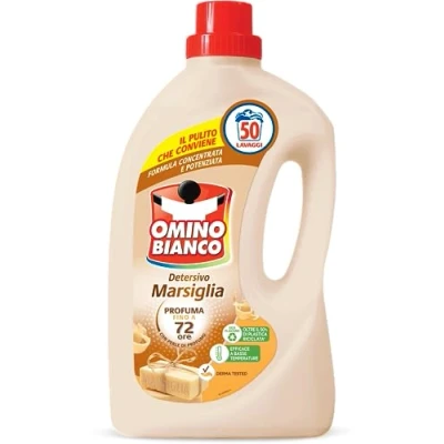 Afbeelding van Omino Bianco Vloeibaar wasmiddel, 50 wasbeurten, respecteert kleuren en stoffen, frisse geur met hart essence, 2000 ml