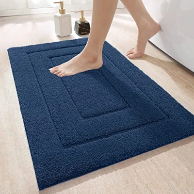 Afbeelding van Dexi badmat, antislip, zacht badkamertapijt, waterabsorberende machinewasbaar, badmat voor douche, bad en toilet, marineblauw, 50 x 80 cm