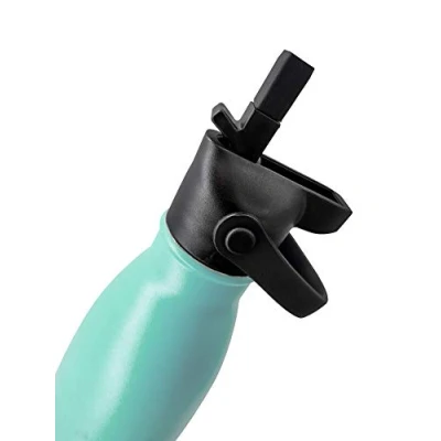 Afbeelding van NERTHUS dubbele wand flessenstop met stro voor warm en koud, zwart