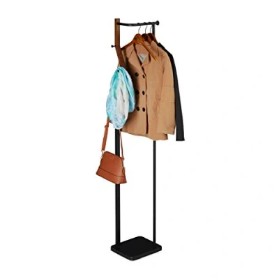 Afbeelding van Relaxdays kapstok metaal kledingstandaard kledingrek garderobe 3 haken modern