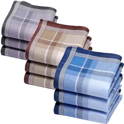 Afbeelding van Traditionele Grote Mannenzakdoeken Groot Formaat 40cm x 100% Katoen Gekleurde Randen Max Model