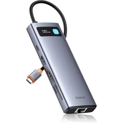 Afbeelding van Baseus 9 in 1 dockingstation USB C 4K @120Hz, 2 HDMI dual monitoren hub, 1000 Mbp Ethernet, 100 W PD, TF/SD kaartlezer, 3.0, multipoort adapter voor MacBook/Dell/HP/Surface/Lenovo &amp; meer