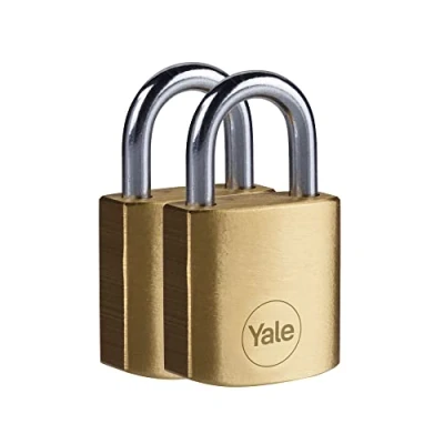 Afbeelding van YALE Set van 2 halfopenende messing hangsloten 30 mm, beugel gehard staal, 3 sleutels