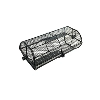 Afbeelding van TAINO Grillrondell Grillmand Rotisserie grillaccessoires draaispies mand draaimand staal zwart