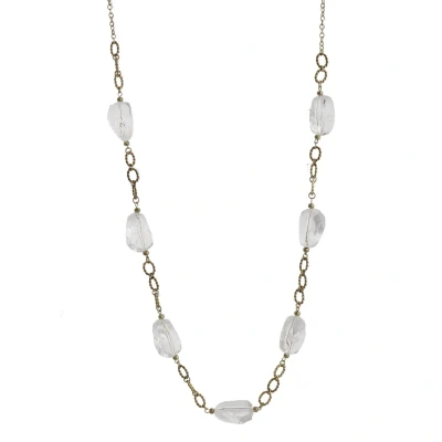 Afbeelding van Behave Ketting Goud kleur met Transparante kralen 85 cm lang