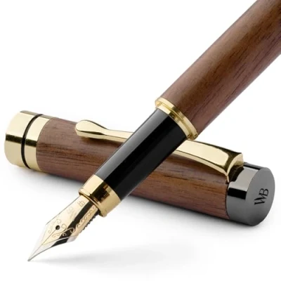 Afbeelding van Wordsworth &amp; Black Fontein Pen Set, Luxury Bamboo Wood Extra Fine Nib, Gift Case; Inclusief 6 inktcartridges, Ink Refill Converter Journaling, Calligrafie; Tekening, Smooth Writing [Brown Wood]