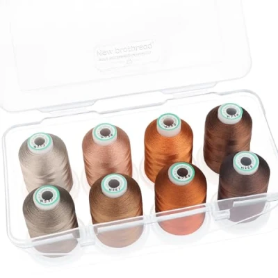 Afbeelding van New brothread 15 Opties 8 Opklikbare Spoelen van 1000m elk Polyester Machine Borduurgaren met Doorzichtige Plastic Opbergdoos voor Borduren en Quilten Different Brown