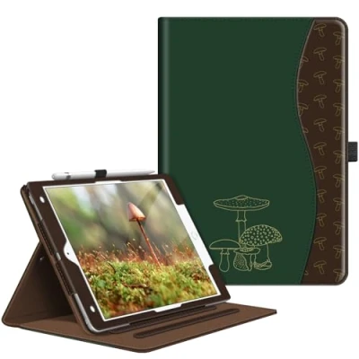 Afbeelding van Fintie Hoes voor iPad 9e generatie 2021/8e Gen 2020/7e 2019 10.2 inch, [hoekbescherming] Multi Angle View Folio Stand Beschermhoes met documentsleuven, Auto Sleep/Wake, paddestoel
