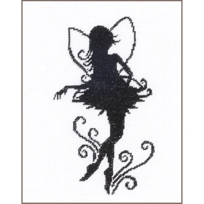 Afbeelding van Lanarte Schattige kleine fee silhouet gelijkmatig geweven getelde kruissteek kit, evenweave, meerkleurig, 11,6 x 8,5 0,9 cm