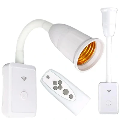 Afbeelding van Sporgo Stekkerlamp E27 met afstandsbediening: lamphouder schakelaar 360 verstelbare stekkerlamp, wandlamp flexibele zwanenhals led voor slaapkamer, kantoor, keuken