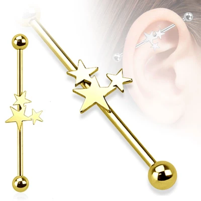 Afbeelding van Industrial piercing sterren gold plated