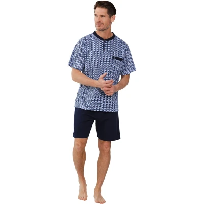Afbeelding van Robson Heren Shortama Graphic Katoen Blauw Maat 56