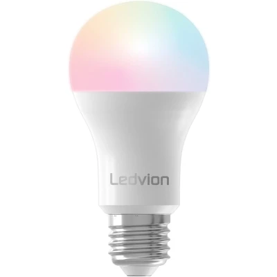 Afbeelding van Ledvion Slimme RGB+CCT E27 LED lamp, Wi Fi verlichting, Wifi dimbaar, 8W, 806 Lumen, compatibel met onder andere Alexa en Google Home