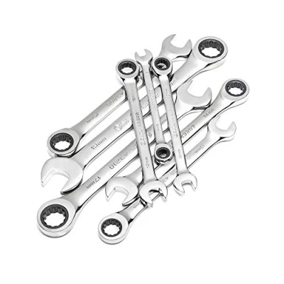 Afbeelding van SATA, Gepolijst, ST08008SJ Metrische Ratcheting Wrench/Spanner, Maten 8mm 19mm, in Blow Mold Case, 8 delige Set