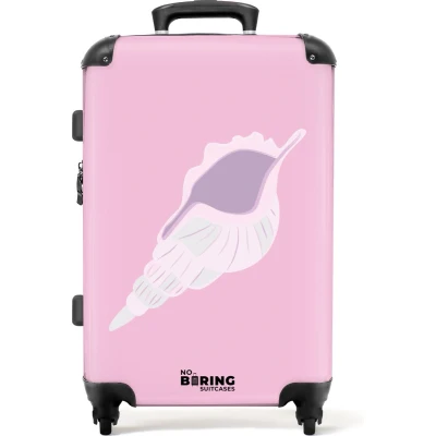 Afbeelding van NoBoringSuitcases.com® Koffer groot Rolkoffer lichtgewicht Roze met paarse schelp Reiskoffer 4 wielen Grote trolley XL 20 kg bagage