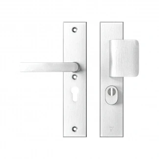 Afbeelding van AXA veiligheidsbeslag voordeur Edge Plus rechthoekig schild D knop/Blok kruk PC55 met kerntrekbeveiliging SKG3 aluminium