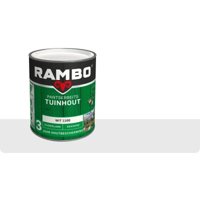 Afbeelding van Rambo Pantserbeits Tuinhout Dekkend Zijdeglans Wit 1100 2,5 liter