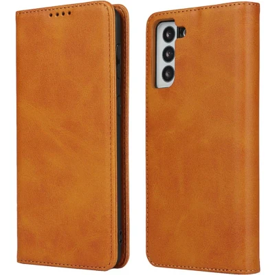 Afbeelding van Casecentive Leren Wallet case Luxe Samsung Galaxy S21 Plus tan