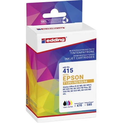 Afbeelding van Edding Inktcartridge vervangt Epson T1291+92+93+94 MP Compatibel Zwart, Cyaan, Magenta, Geel EDD 415 18 01