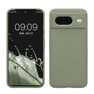 Afbeelding van kwmobile telefoonhoesje geschikt voor Google Pixel 8 Hoesje met siliconen coating Smartphone case in grijsgroen