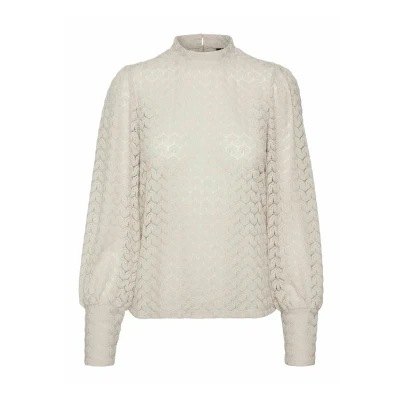 Afbeelding van VERO MODA VMBECCA HIGH Neck LACE TOP JRS, Pumice Stone, M