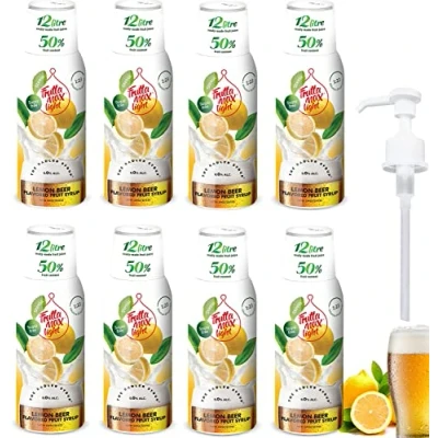 Afbeelding van 8 x Light Low Carb Fitness Siroop van FruttaMax Nul Suiker Met Stevia 50 60% fruitinhoud (8 500ml) Citroen Radler Light)