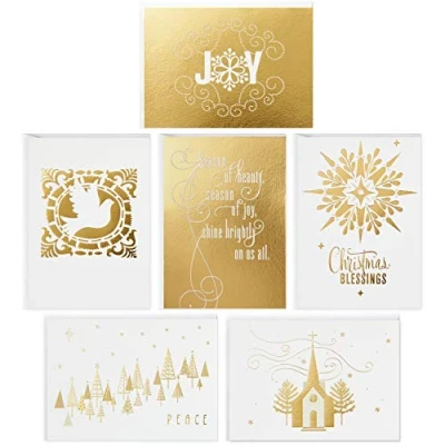 Afbeelding van Hallmark Religieuze Boxed Kerstkaarten Assortiment, goudfolie (48 kaarten met enveloppen)