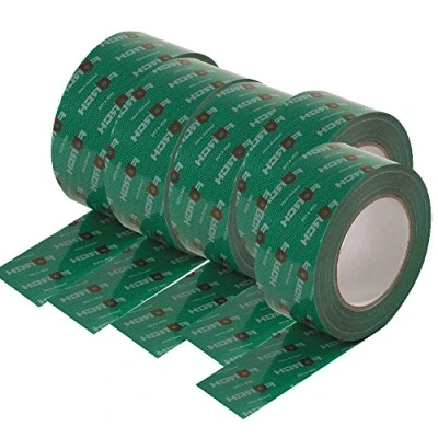 Afbeelding van 6 rollen plakband 50 mm x 25 strekkende meter voor stoomrem stoomblokkering stoomblokkerende folie stoomremfolie OSB systeemtape groen