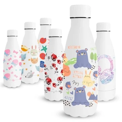 Afbeelding van Vikaster MilkyBottle Thermosfles, 350 ml, BPA vrij, roestvrij staal, perfect voor kinderen, lekvrij, geschikt koolzuurhoudende dranken, school, camping, outdoor