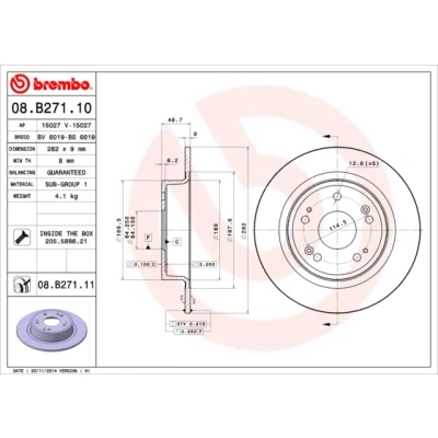 Afbeelding van Brembo Remschijf 08.B271.11