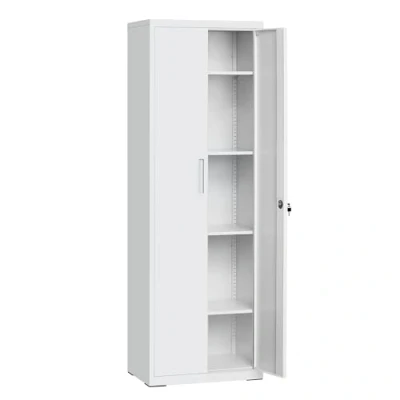 Afbeelding van SONGMICS Archiefkast Multifunctionele stalen opbergkast 5 laags dubbel deurslot Gereedschapskast Verstelbare planken Garage Kantoor Woonkamer Grijs OMC014G01
