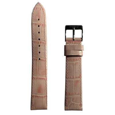 Afbeelding van Horlogeband 18mm Licht roze Echt leer in croco print Roestvrijstalen gesp
