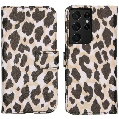 Afbeelding van Samsung Galaxy S21 Ultra Hoesje Kunstleder iMoshion Bookcase Goud Telefoonhoesje