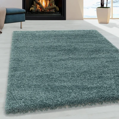 Afbeelding van Hoogpolig Vloerkleed Shaggy Turquoise 80x150cm Blauw 123vloerkleed.nl is de online webshop voor vloerkleden en woonaccessoires.