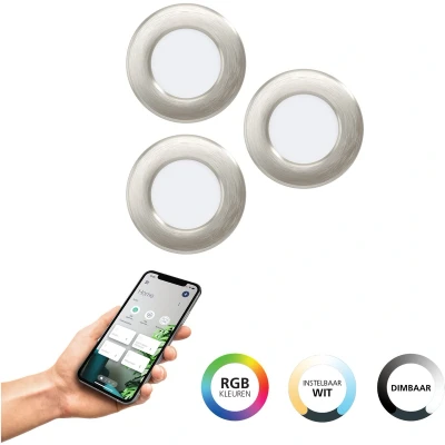 Afbeelding van EGLO connect.z Fueva 6 Z Smart Inbouwspot Badkamer/Buiten LED Ø 8.8 cm Grijs Instelbaar RGB &amp; wit licht Dimbaar Zigbee