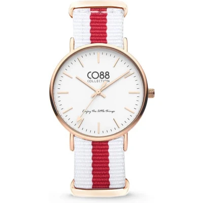 Afbeelding van CO88 Horloge staal/nylon rosé/wit/rood 36 mm 8CW 10028