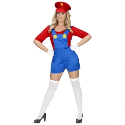 Afbeelding van Super loodgieter pakje Mario vrouw Maat M