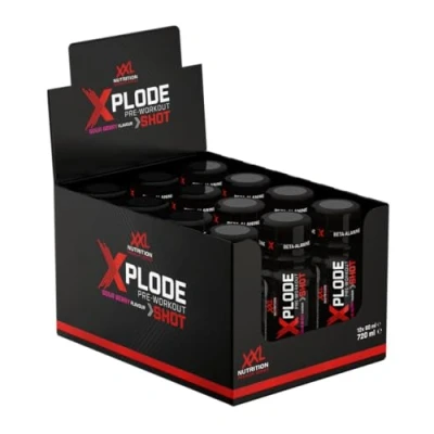 Afbeelding van XXL Nutrition Xplode Pre Shot Workout met Cafeïne, Taurine &amp; Beta Alanine Preworkout Supplement 12 Pack