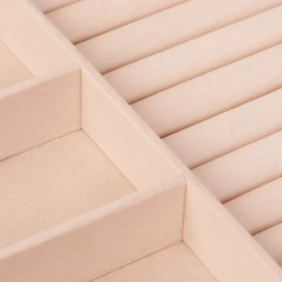Afbeelding van Relaxdays sieradendoos juwelendoosje lederlook fluweel sieradenbox open design bruin