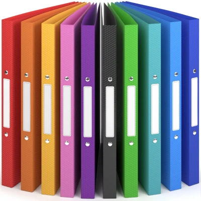 Afbeelding van ACROPAQ 10 x Ringmap A4 2 ringen Ringbanden met Rug etiketen, breedte 2,5 cm, Regenboog, &#039;Natuur&#039; Kleurencollectie Ordners rings A4, ringen, Ordner