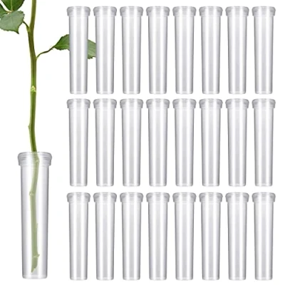 Afbeelding van Zocipro 100 stuks bloemen buizen kunststof, 10 ml bloem water buizen, herbruikbare bloembuizen met deksels voor bloemdecoratie, bloemstukken 7,1 x 1,8 cm
