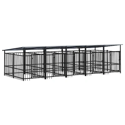 Afbeelding van vidaXL Hondenkennel met dak 9,38 m² staal