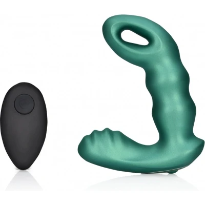 Afbeelding van Beaded Vibrating Prostate Massager with Remote Control Metallic Green