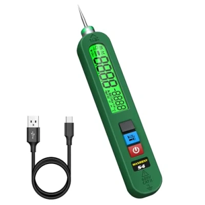 Afbeelding van MAXRIENY Spanningstester, oplaadbaar, AC 12 300 V, groot display, elektrische lektester, eenpolig, met geluids en visueel alarm, fasedetector, draad onder spanning zaklamp